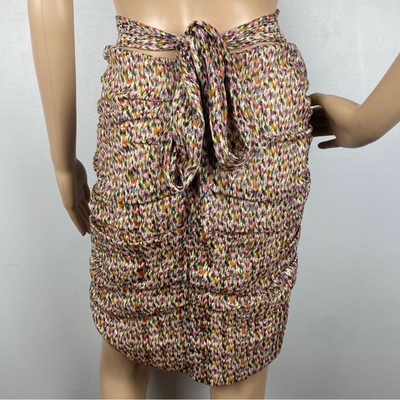 NEW BA&SH RUCHED METALLIC PRINT CHIFFON MINI SKIRT - Picture 7 of 10